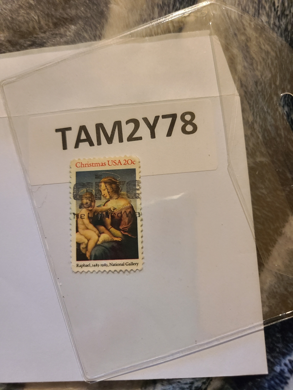 USPS 1983 Raphael Madonna and Child 20c Christmas Stamp